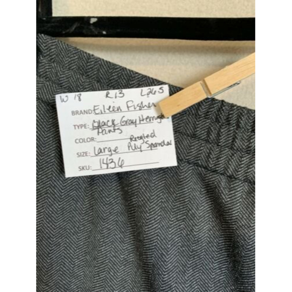 Eileen Fisher Gray Herringbone Pattern Pants, sz L, Excellent Condition - Picture 6 of 9